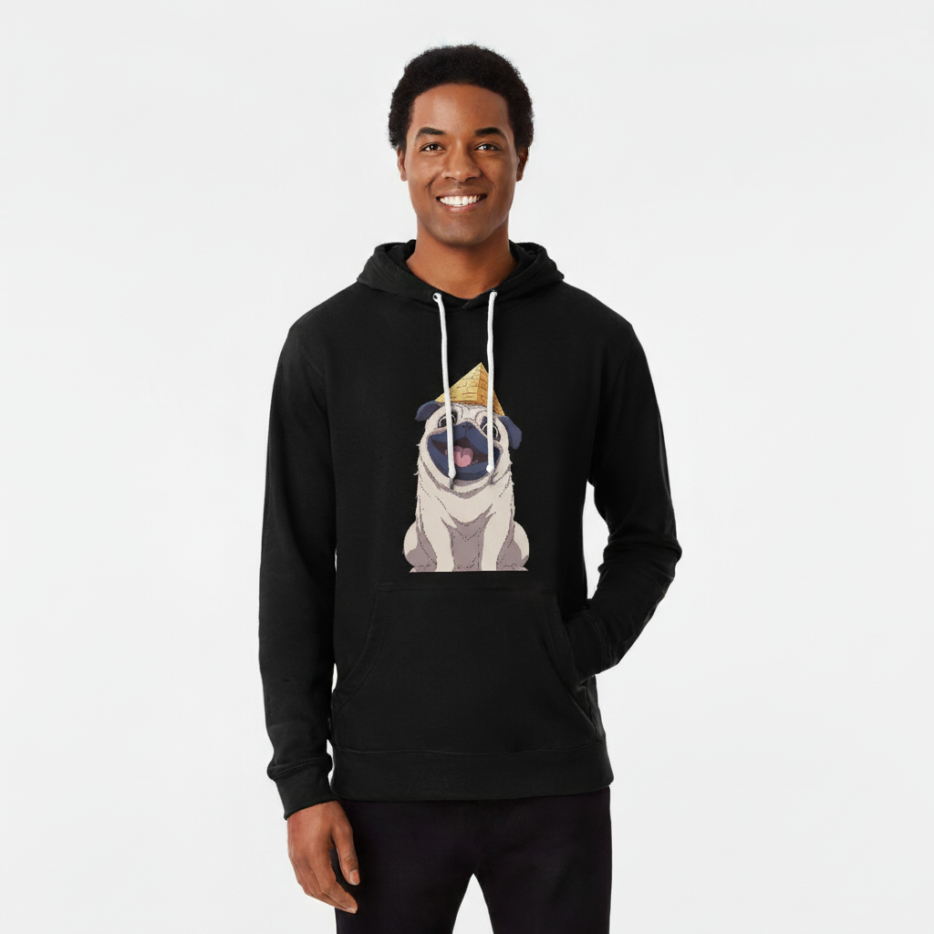 Happy Pug Pyramid Pullover Hoodie