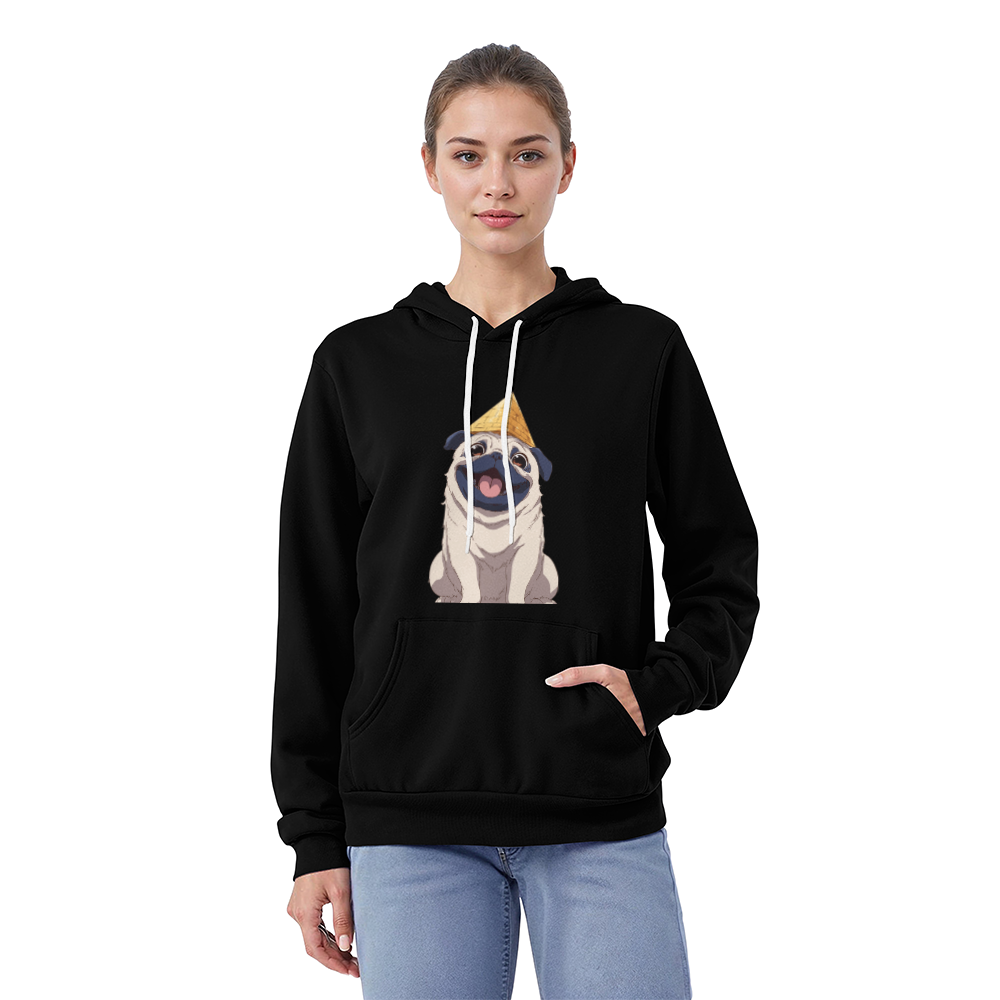 Happy Pug Pyramid Pullover Hoodie