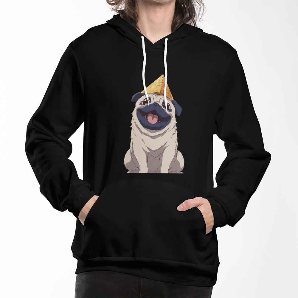 Happy Pug Pyramid Pullover Hoodie