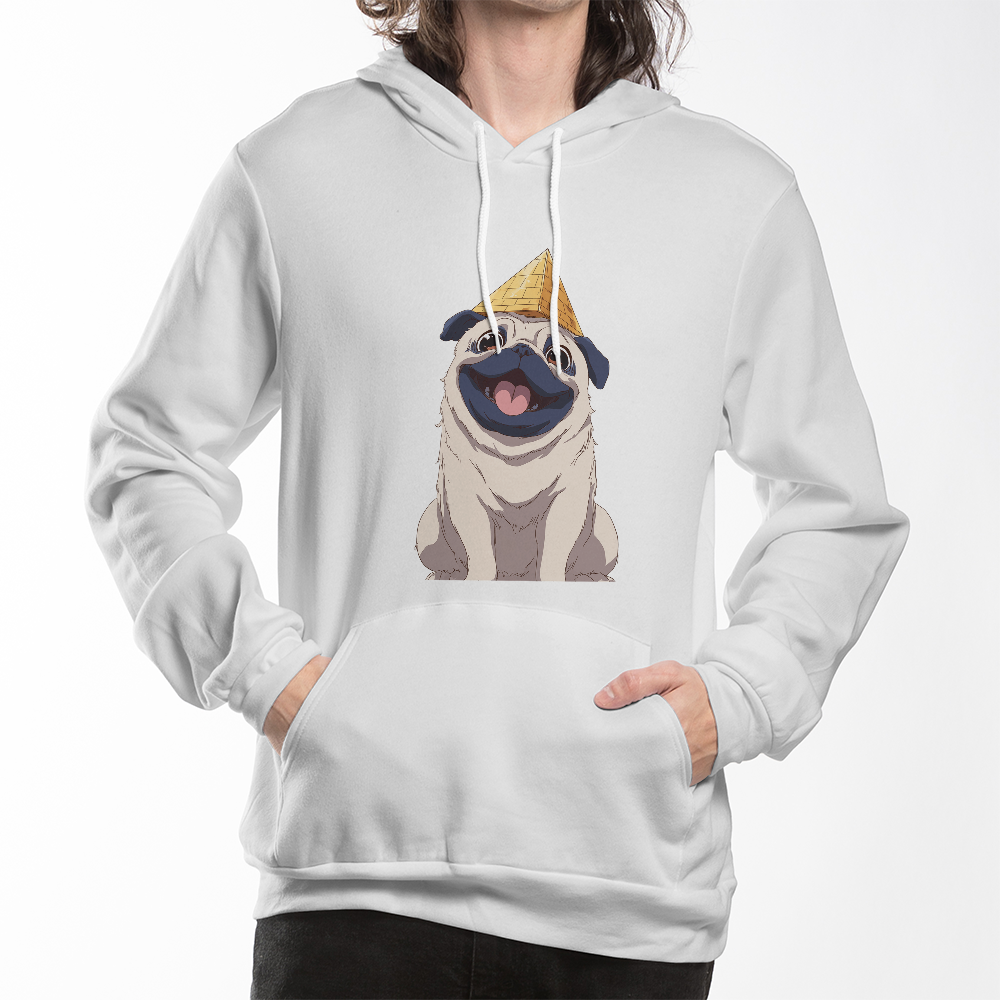 Happy Pug Pyramid Pullover Hoodie