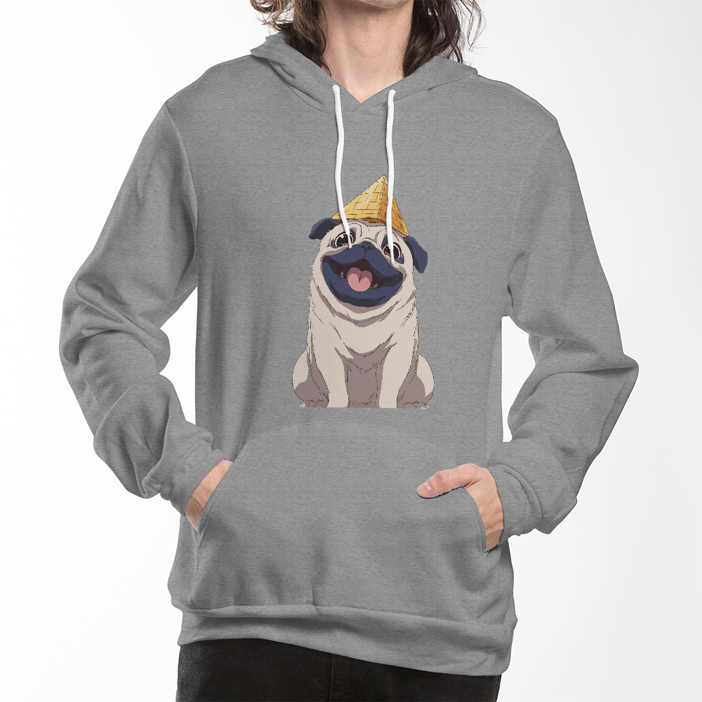 Happy Pug Pyramid Pullover Hoodie