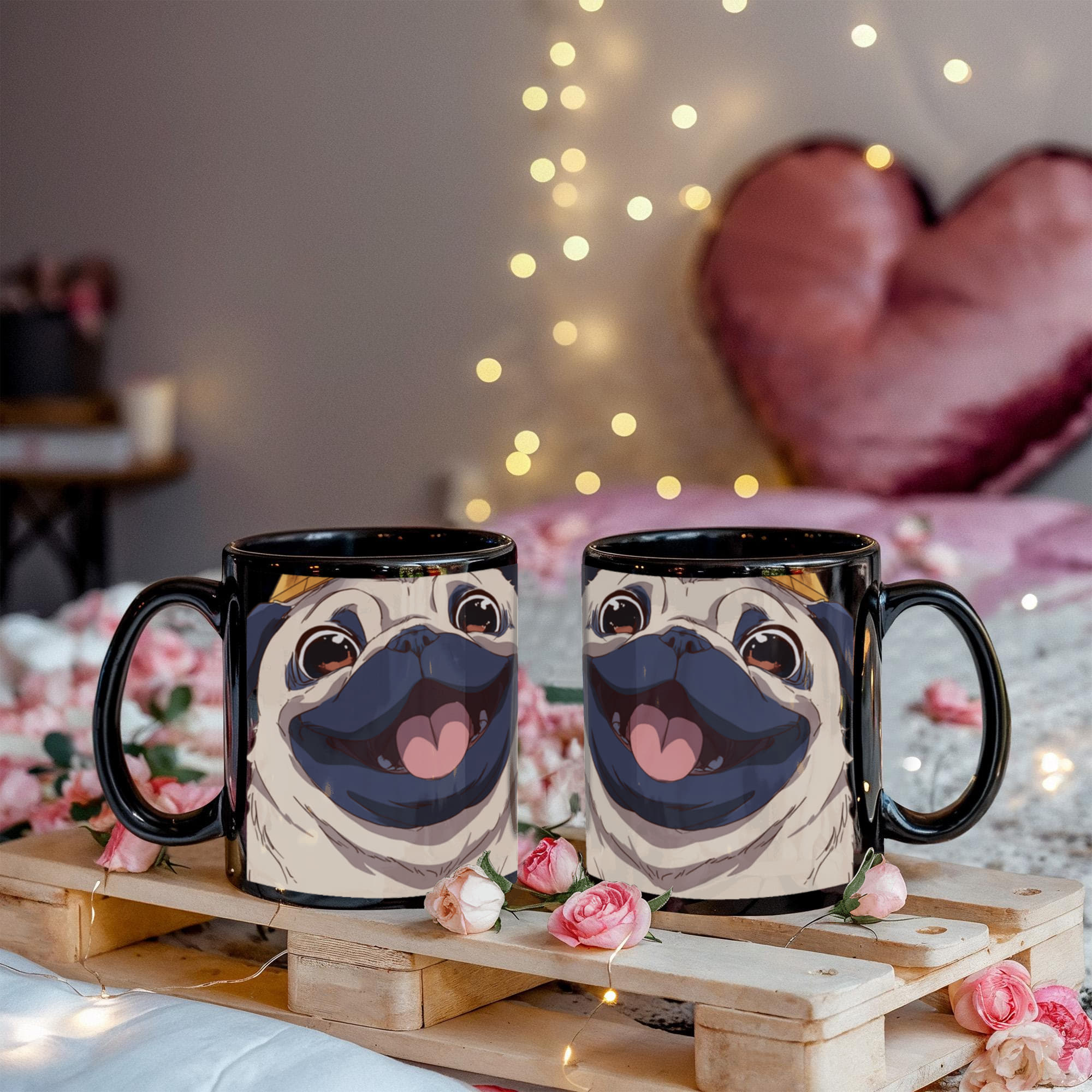 Happy Pug Hug Coffee Mug